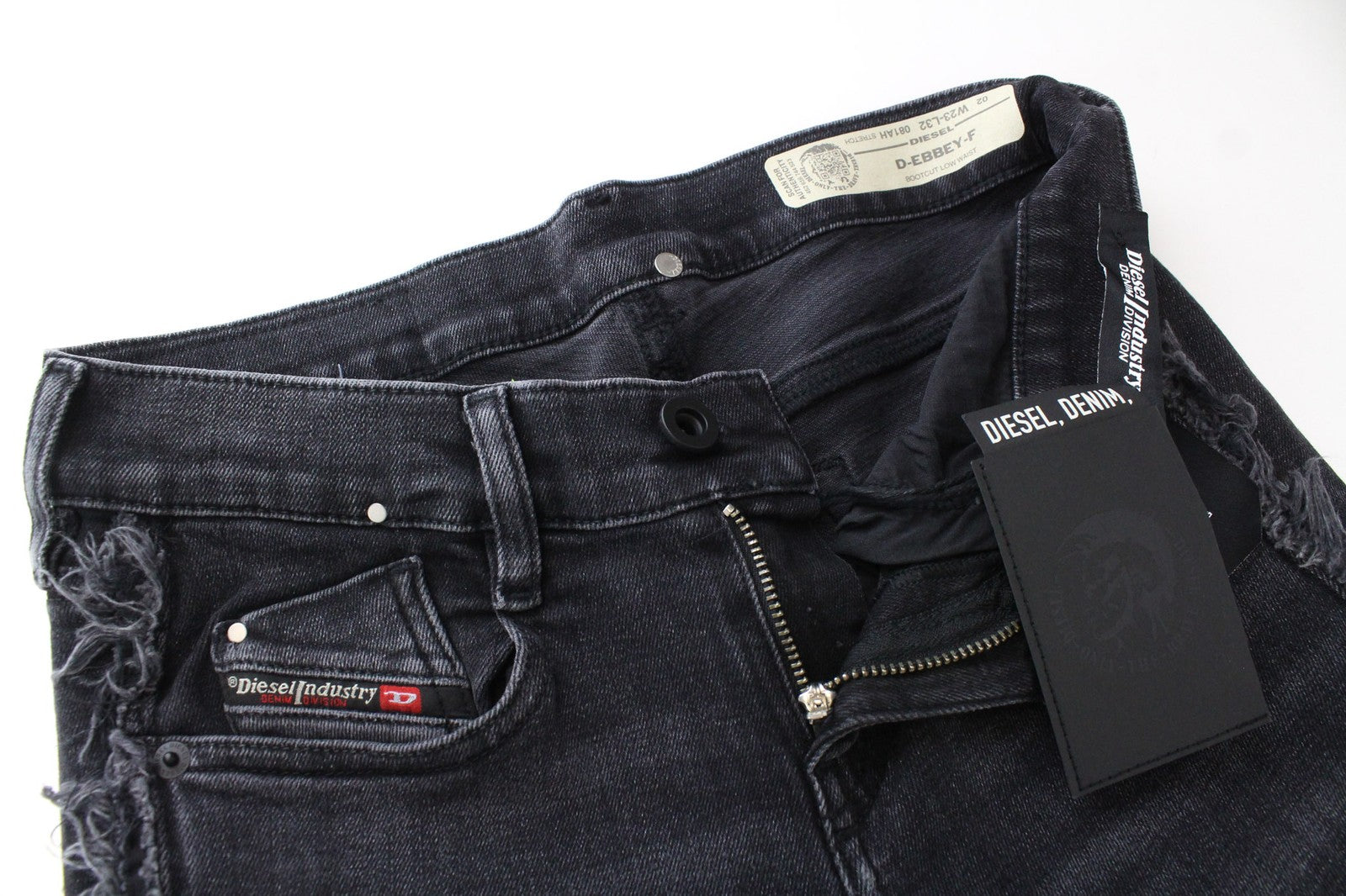 DIESEL D-Ebbey-F 081AH Women Jeans W23/L32 Bootcut Stretch Dark Grey Cotton