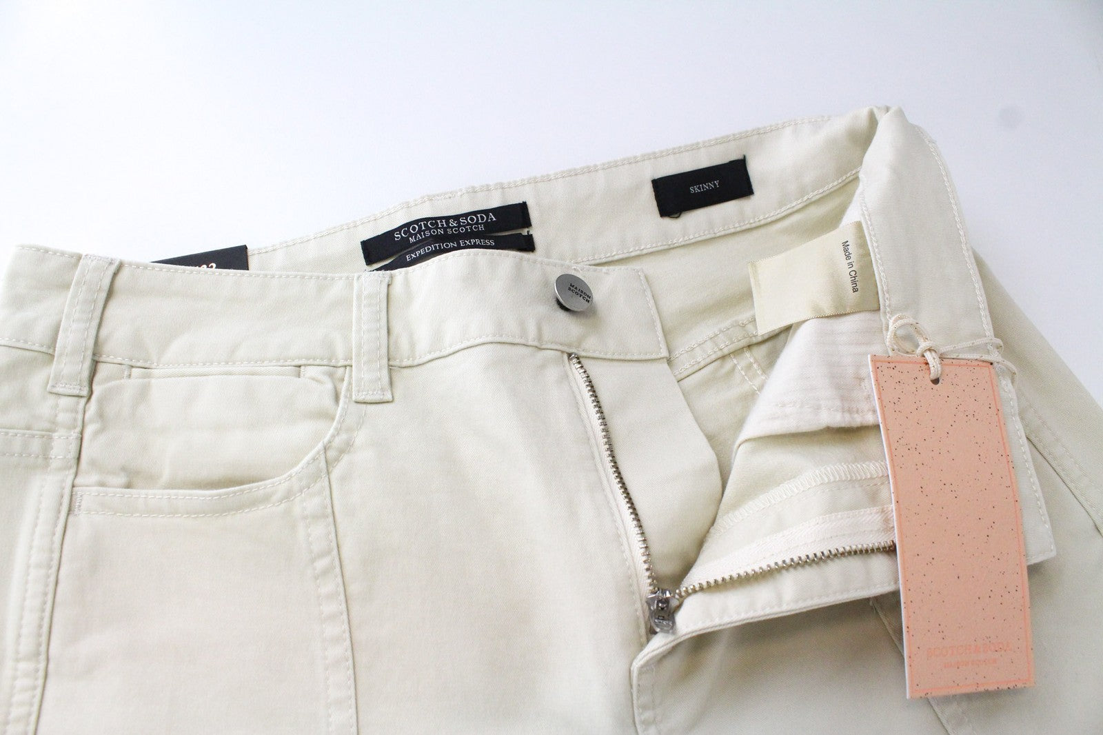 MAISON SCOTCH Women Trousers W27/L32 Off-White Beige Skinny Casual Fit