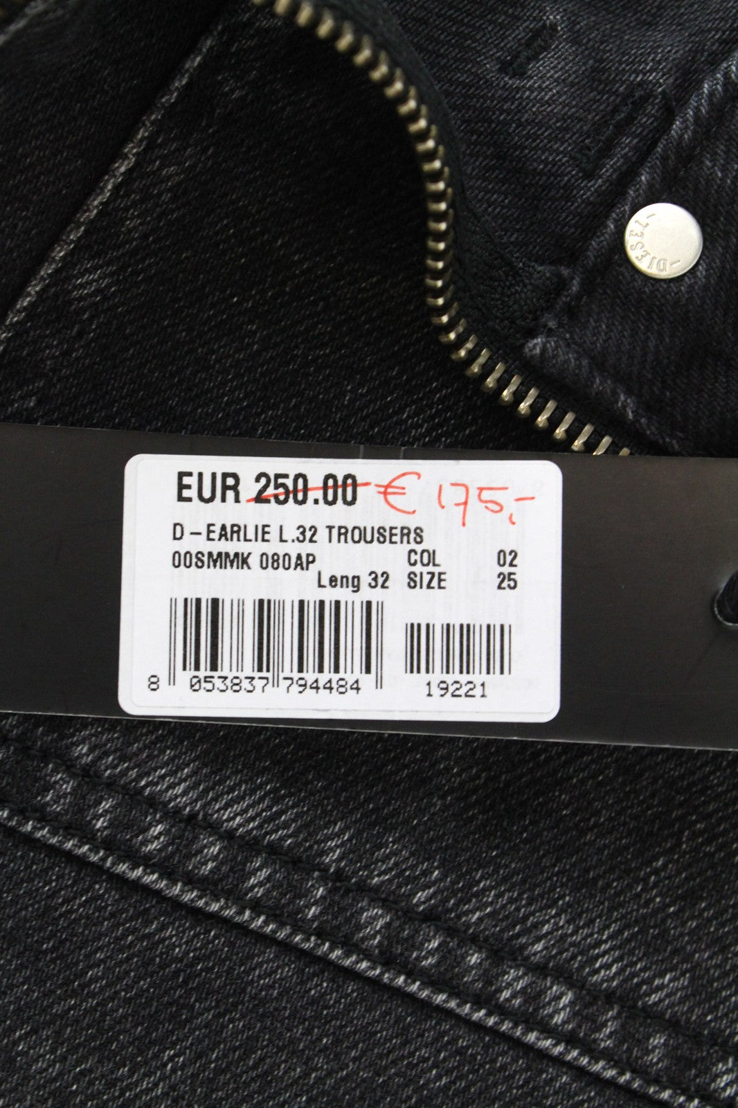 DIESEL D-Earlie 080AP Women Jeans W25/L32 Slim Fit Grey High Waist Zip Fly