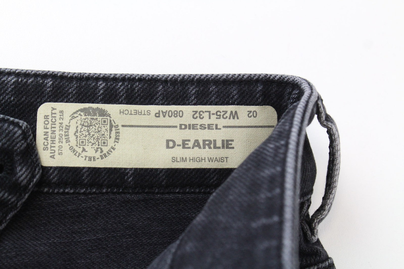 DIESEL D-Earlie 080AP Women Jeans W25/L32 Slim Fit Grey High Waist Zip Fly