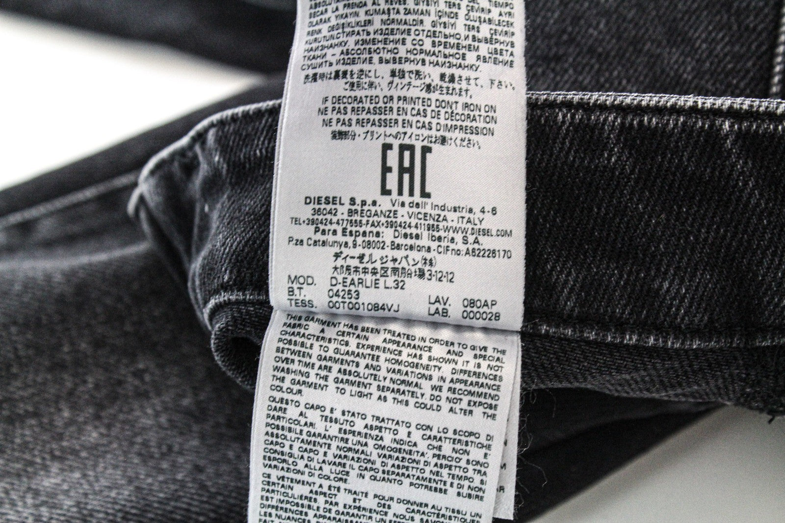 DIESEL D-Earlie 080AP Women Jeans W25/L32 Slim Fit Grey High Waist Zip Fly