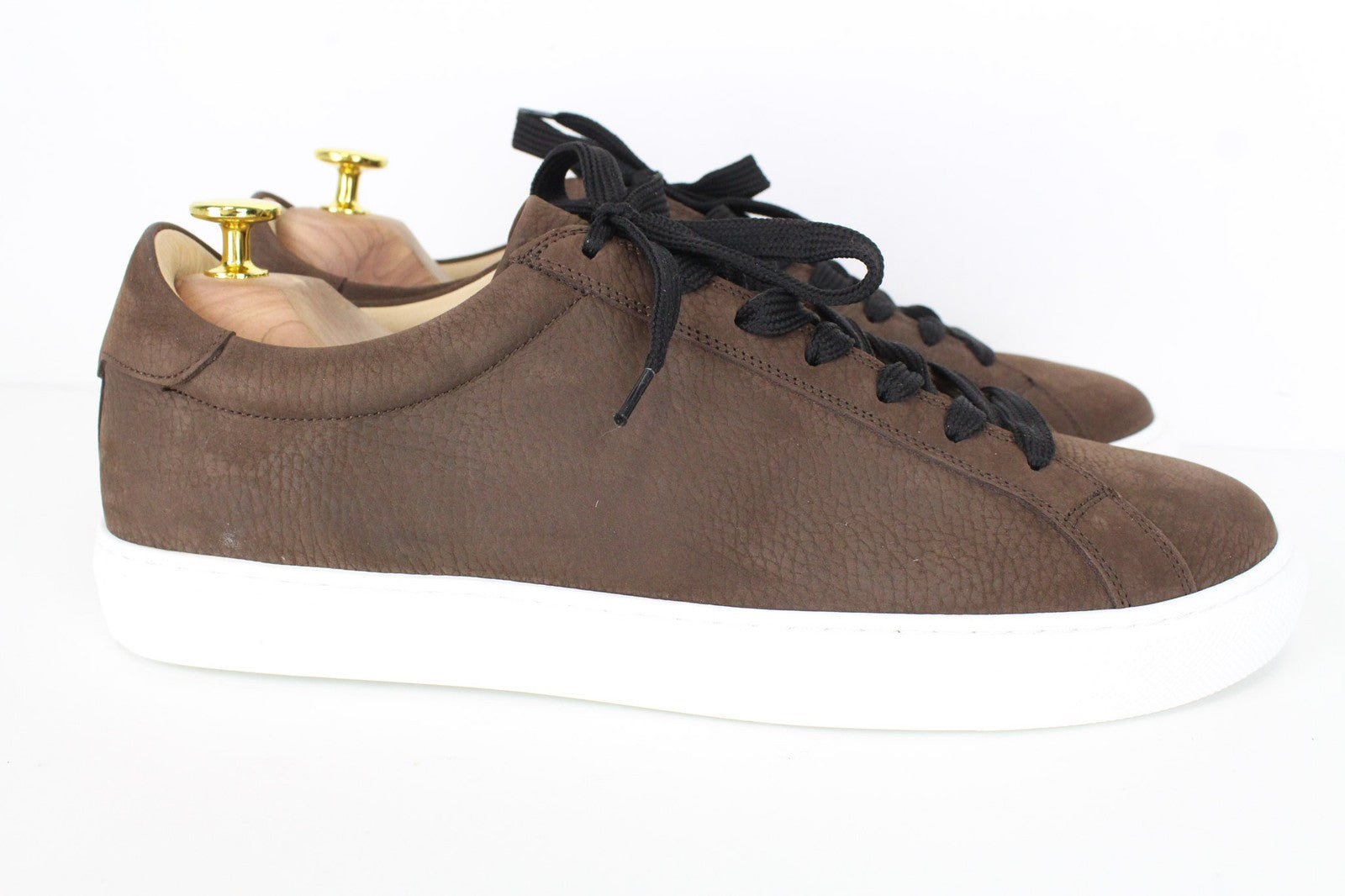 SUITSUPPLY Men Sneakers EU43 Brown Leather Grained Low-Top Lace-Up Trainers