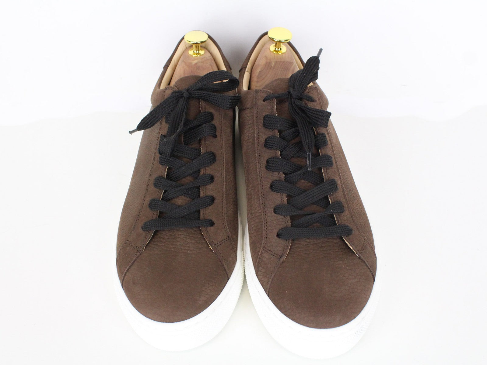 SUITSUPPLY Men Sneakers EU43 Brown Leather Grained Low-Top Lace-Up Trainers