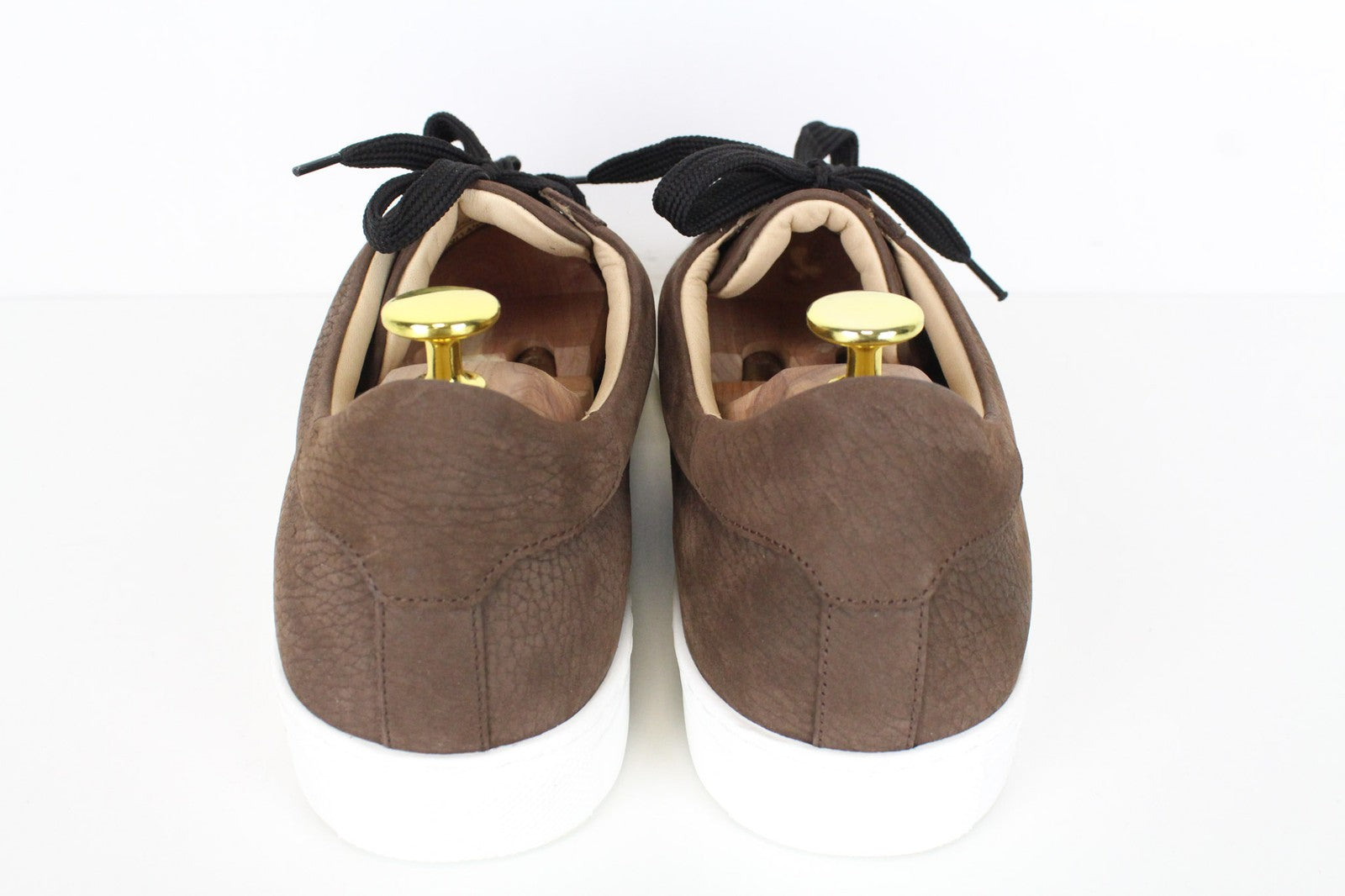 SUITSUPPLY Men Sneakers EU43 Brown Leather Grained Low-Top Lace-Up Trainers