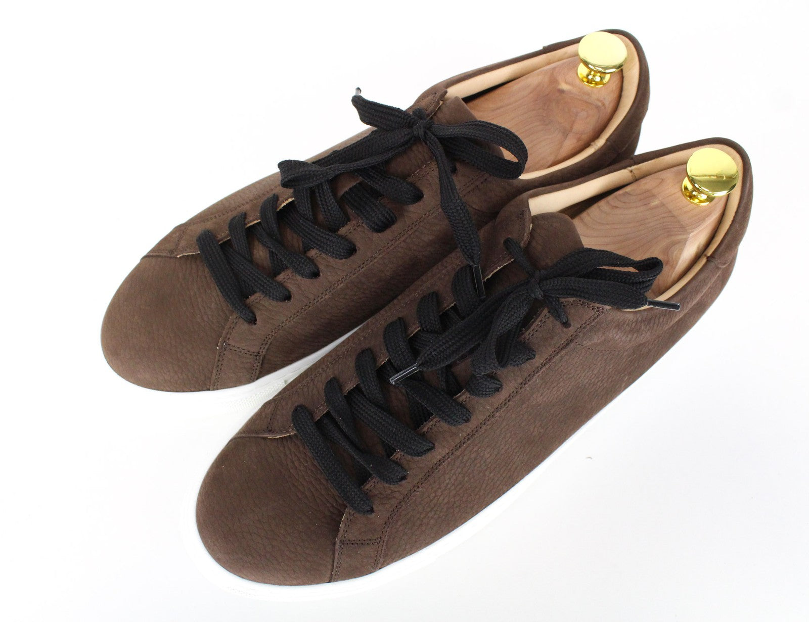 SUITSUPPLY Men Sneakers EU43 Brown Leather Grained Low-Top Lace-Up Trainers