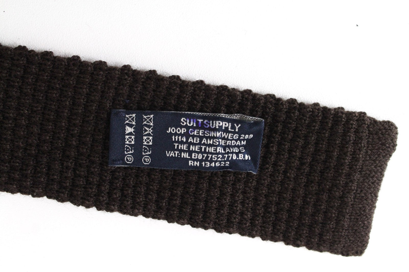 SUITSUPPLY Men Tie ~150 x 6 cm Dark Brown Wool Textured Slim Classic Formal