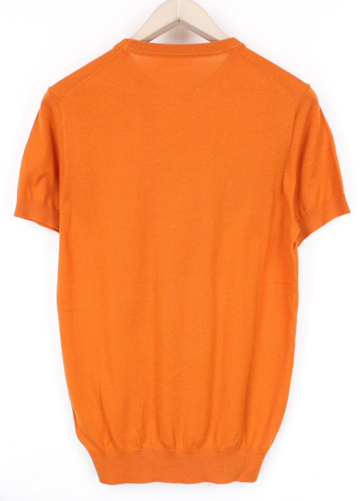 SUITSUPPLY Men T-Shirt S Orange Slim Fit Merino Wool Cotton Blend Crew Knit