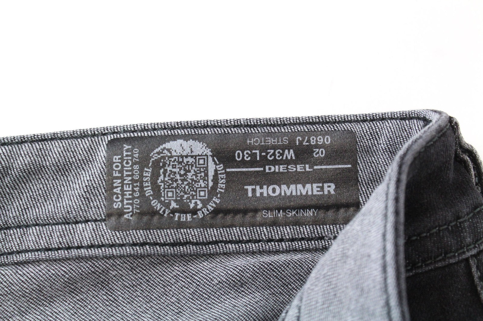 DIESEL Thommer 0687J Men Jeans W32/L30 Slim Skinny Dark Grey Zip Fly Stretch
