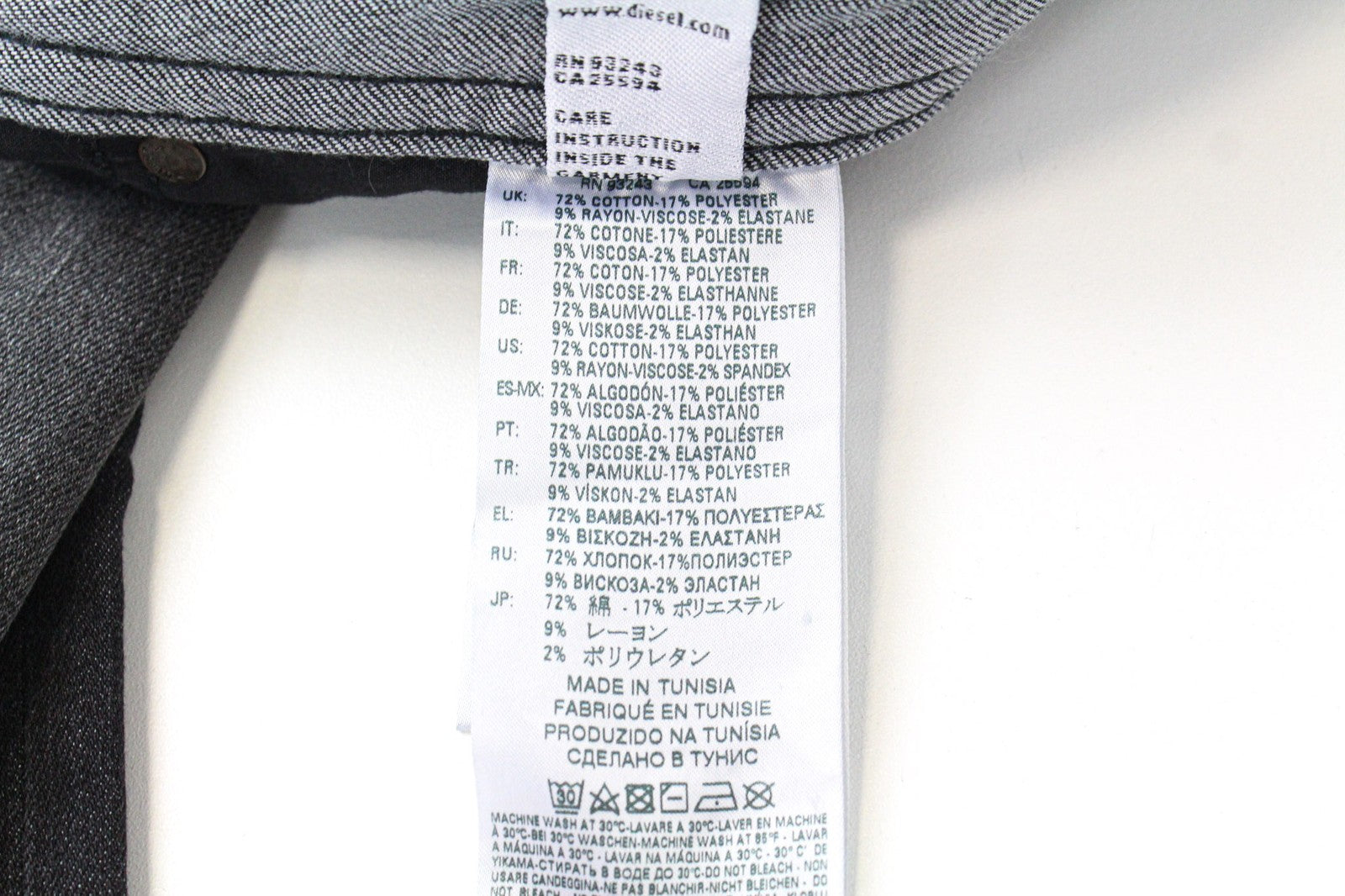 DIESEL Thommer 0687J Men Jeans W32/L30 Slim Skinny Dark Grey Zip Fly Stretch