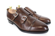 SUITSUPPLY Men Formal Shoes EU41.5 Mid Brown Leather Double Monk Strap Classic