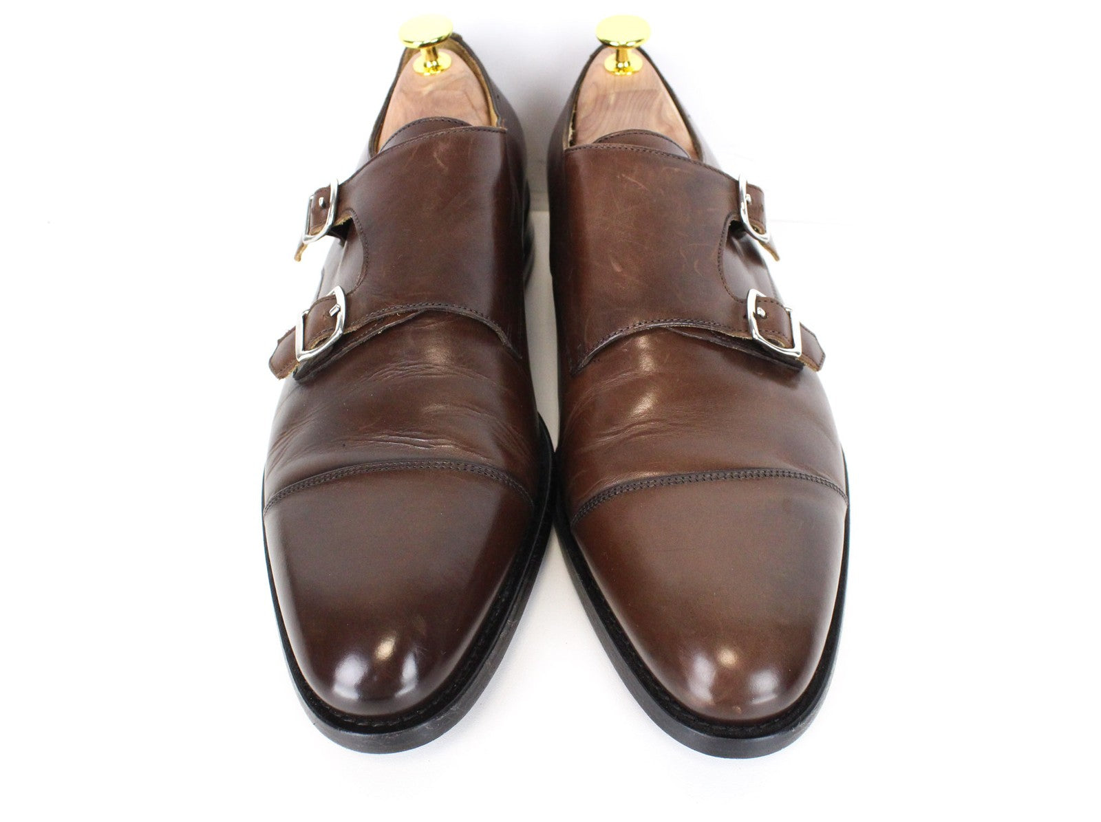 SUITSUPPLY Men Formal Shoes EU41.5 Mid Brown Leather Double Monk Strap Classic