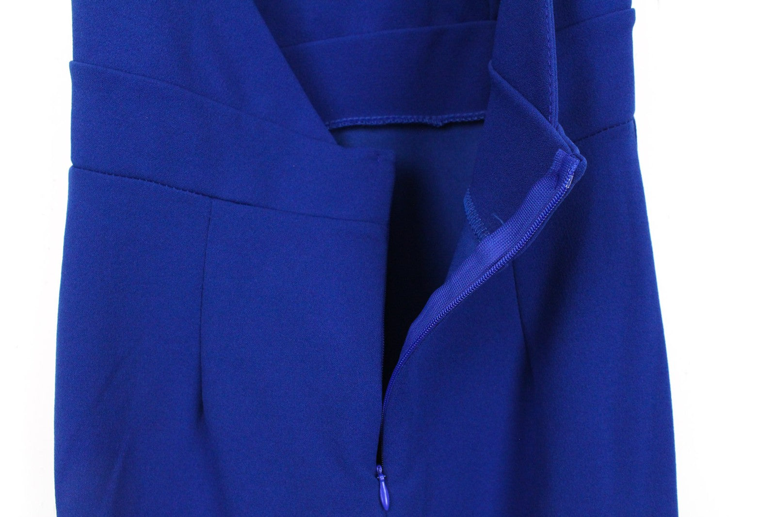 WAL G Women Dress S Blue Maxi Bodycon V-Neck Halter Flared Partywear