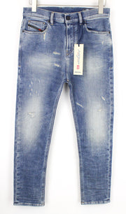 DIESEL D-Vider-T 087AD Men Jeans W27 Carrot Jogg Sweat Blue Stretch Distressed