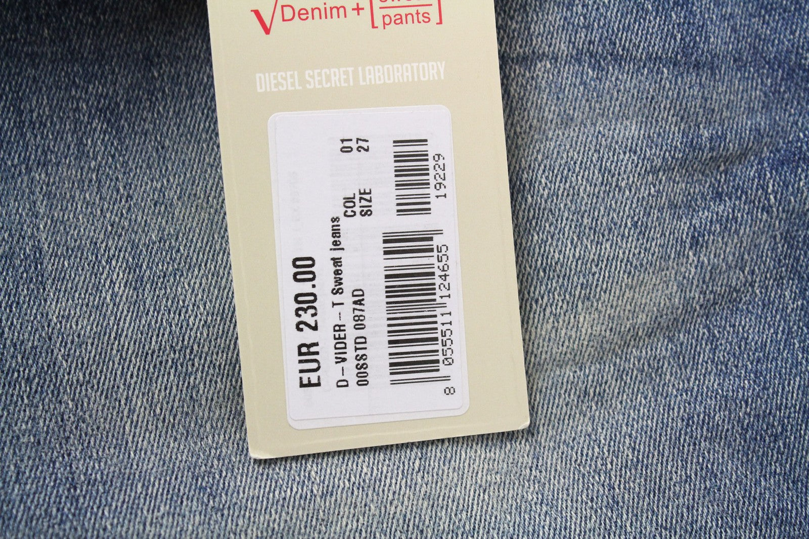 DIESEL D-Vider-T 087AD Men Jeans W27 Carrot Jogg Sweat Blue Stretch Distressed