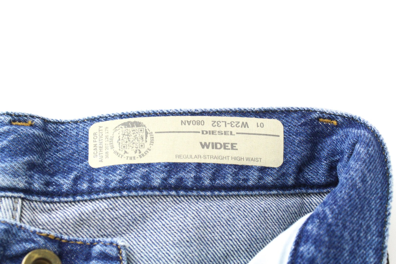 DIESEL Widee 080AN Women Jeans W23/L32 High Waisted Blue Straight Fit Cotton