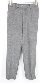 SUISTUDIO Grey Women Trousers UK8R Wool Silk Linen Slim Fit Grey Houndstooth