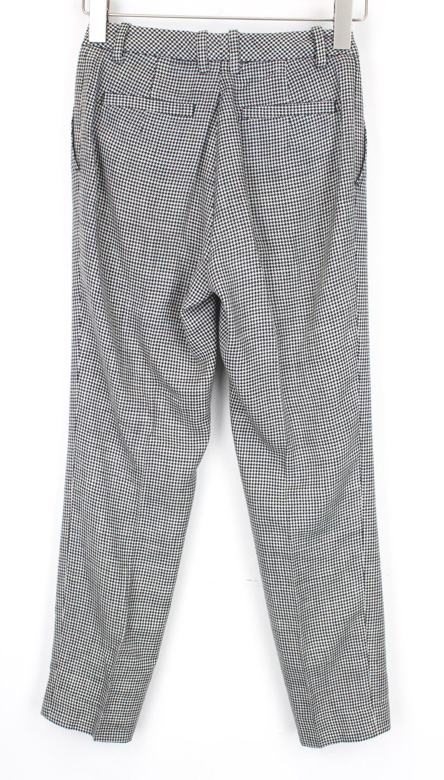 SUISTUDIO Grey Women Trousers UK8R Wool Silk Linen Slim Fit Grey Houndstooth