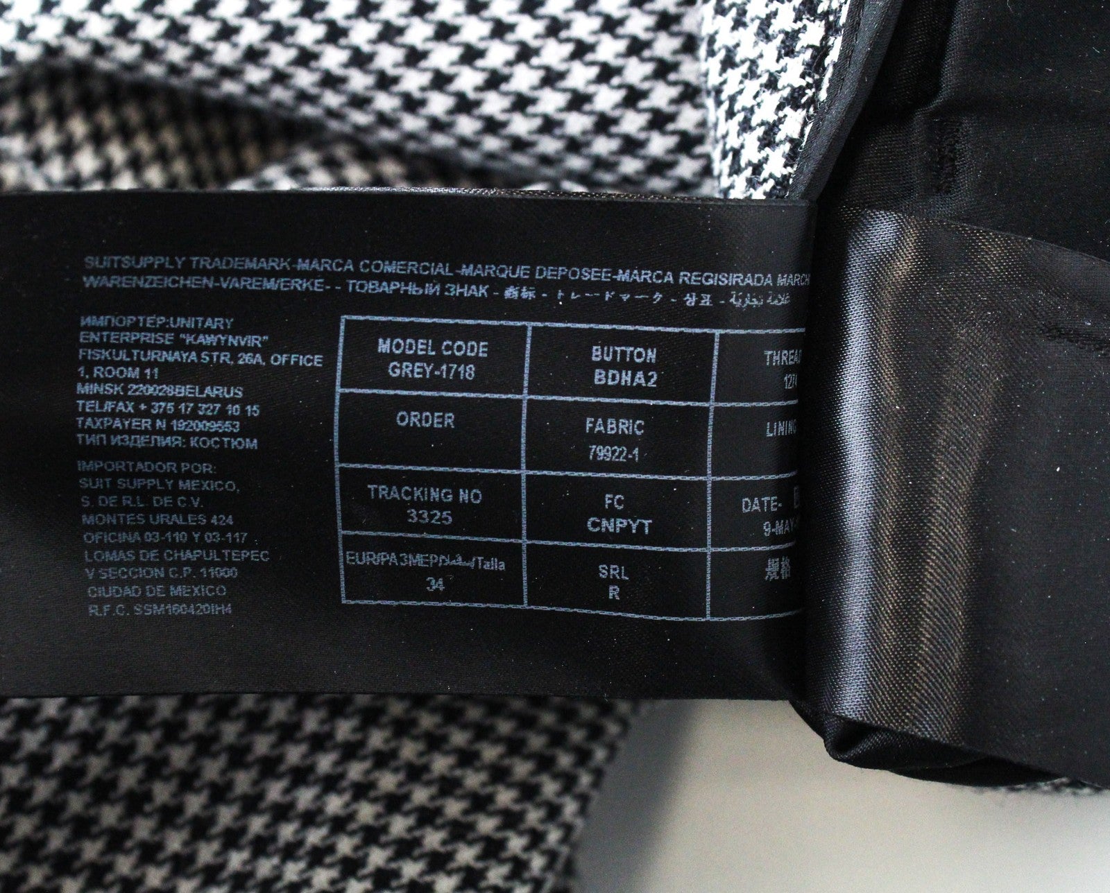 SUISTUDIO Grey Women Trousers UK8R Wool Silk Linen Slim Fit Grey Houndstooth