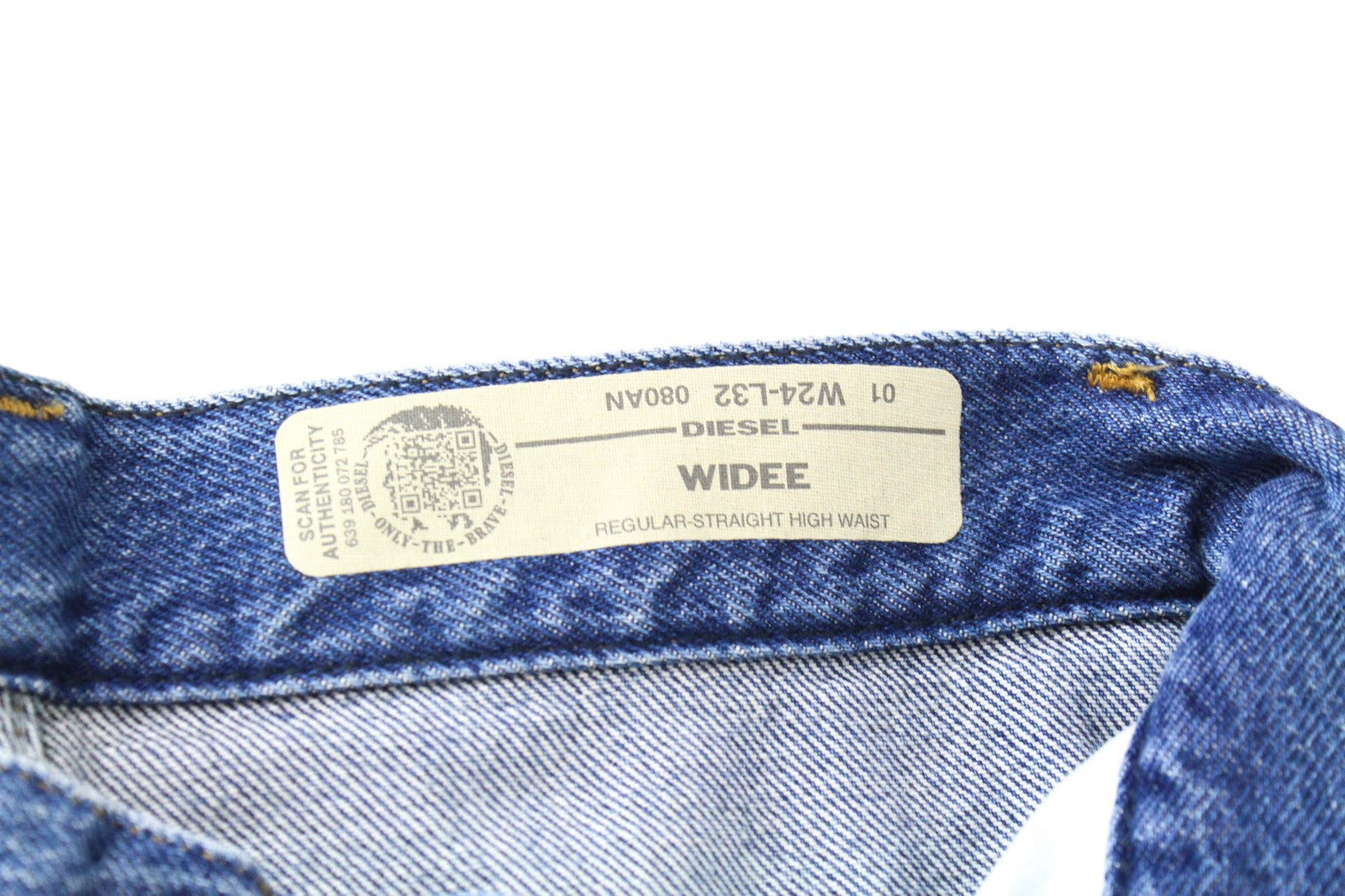 DIESEL Widee 080AN Women Jeans W24/L32 Blue Straight Regular Fit Cotton Blend