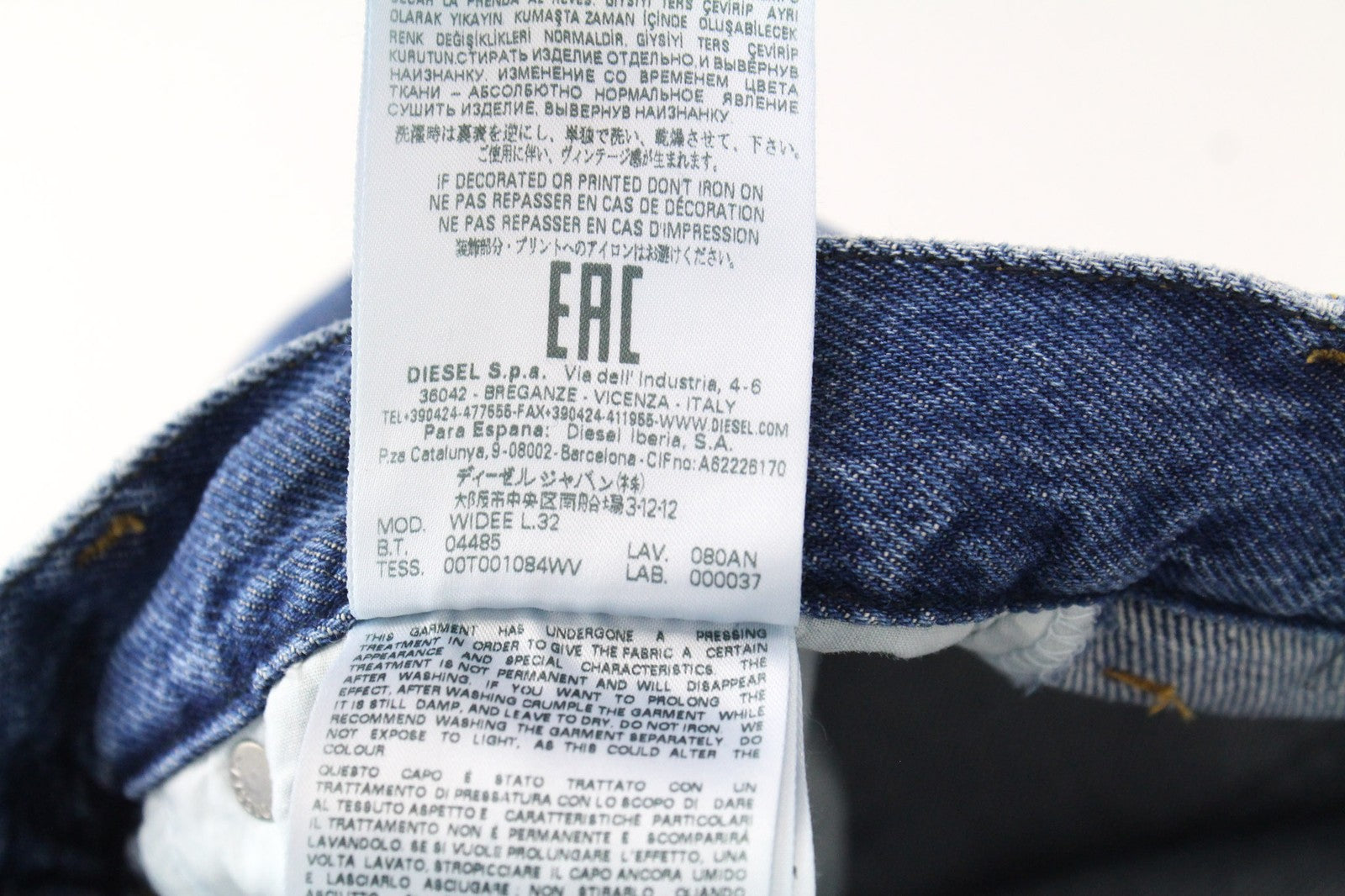 DIESEL Widee 080AN Women Jeans W24/L32 Blue Straight Regular Fit Cotton Blend