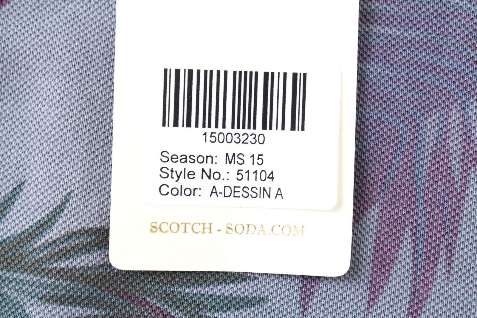 SCOTCH & SODA Men T-Shirt ~S/M Grey Bluish Leaf Pattern Short Sleeved Twill