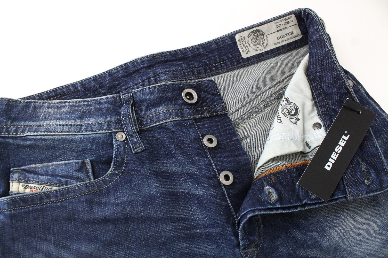 DIESEL Buster R853R Men Jeans W28/L32 Regular Slim Tapered Stretch Blue Denim