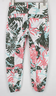 G-STAR RAW Army-S Women Trousers W23/L34 White Cotton Tapered Fit Leaf Print