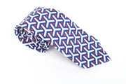 SUITSUPPLY Men Tie 148 x 8 cm Blue Graphic Linen Cotton Mix Pointed-End