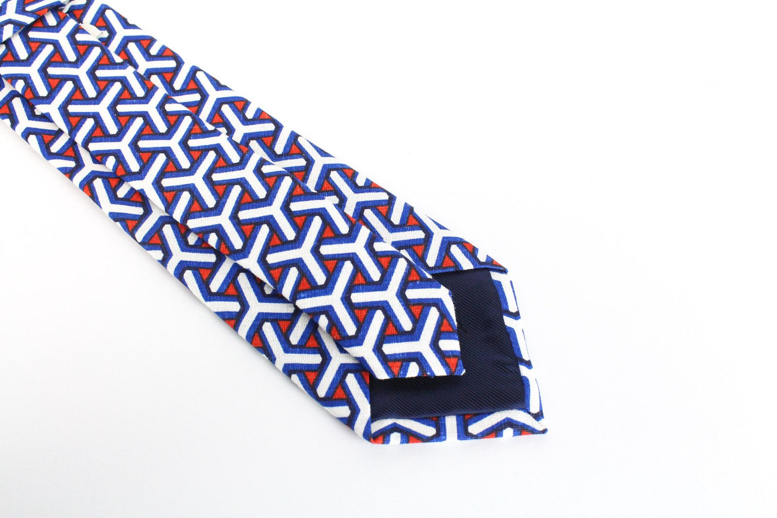 SUITSUPPLY Men Tie 148 x 8 cm Blue Graphic Linen Cotton Mix Pointed-End