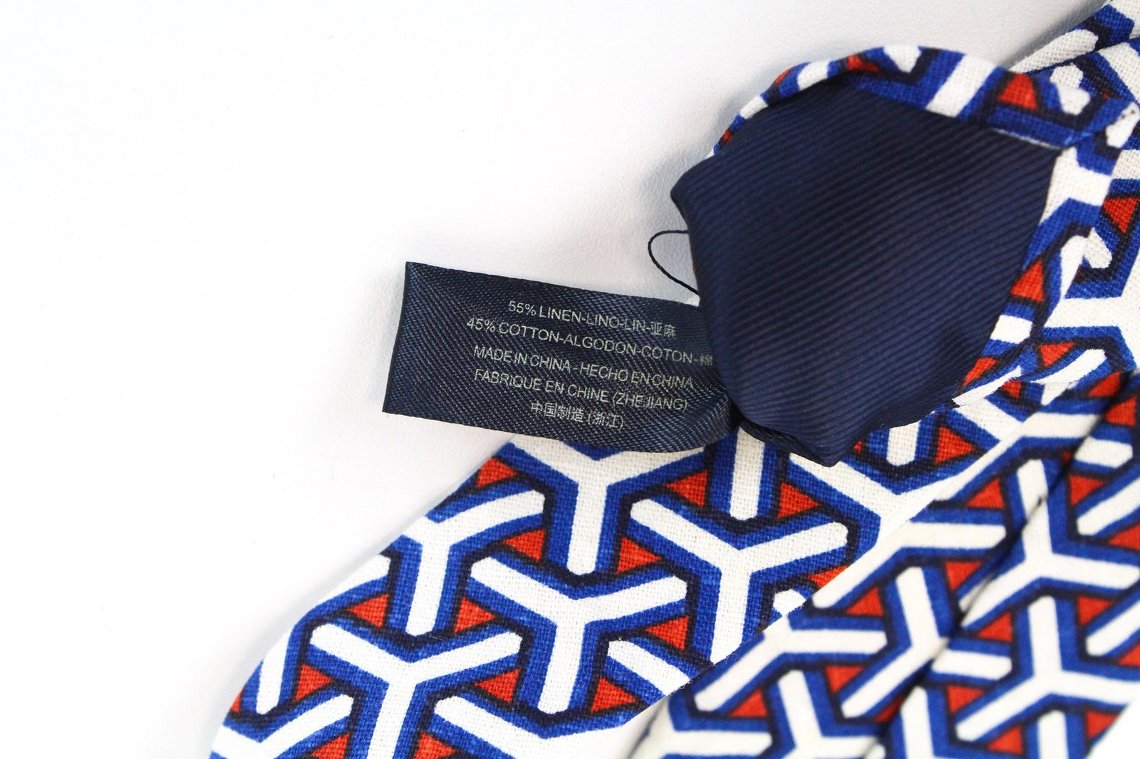 SUITSUPPLY Men Tie 148 x 8 cm Blue Graphic Linen Cotton Mix Pointed-End