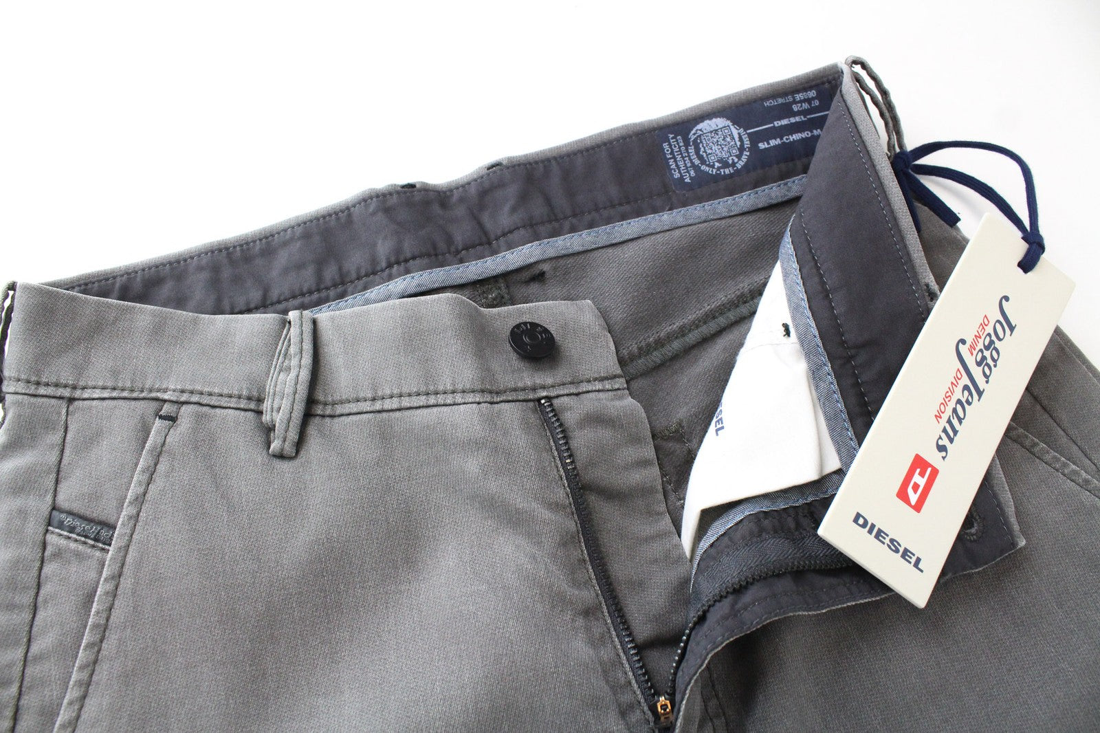 DIESEL Slim-Chino-M-NE 0685E Men Trousers W28 Grey Slim Jogg Sweat Stretch