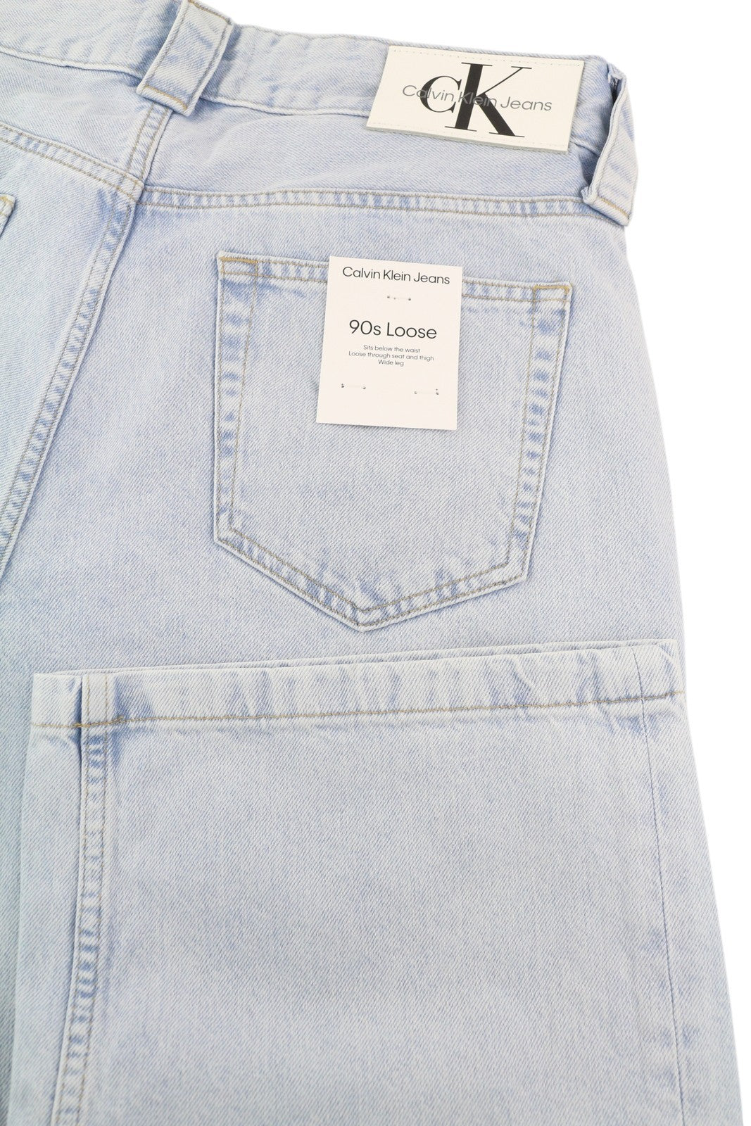 CALVIN KLEIN 90s Loose Men Jeans W31 Light Blue Washed Faded Pleated Zip Denim