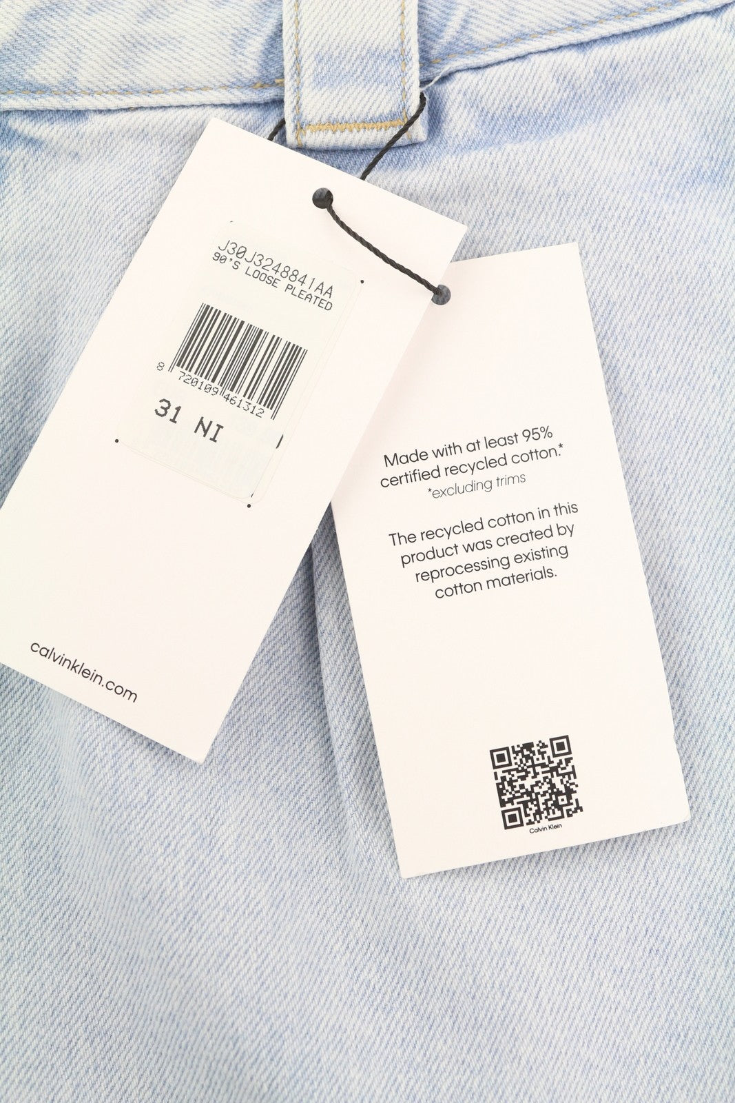 CALVIN KLEIN 90s Loose Men Jeans W31 Light Blue Washed Faded Pleated Zip Denim