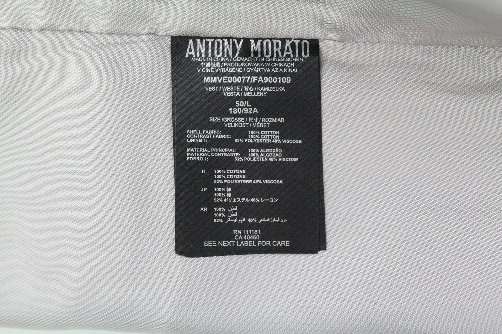 ANTONY MORATO Men's Waistcoat L Dark Blue Notch Lapel Double-Breasted Lined Vest