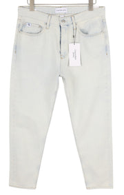 CALVIN KLEIN Regular Taper vyriški džinsai W33/L30 šviesiai mėlyni skalbto džinso užtrauktuku 