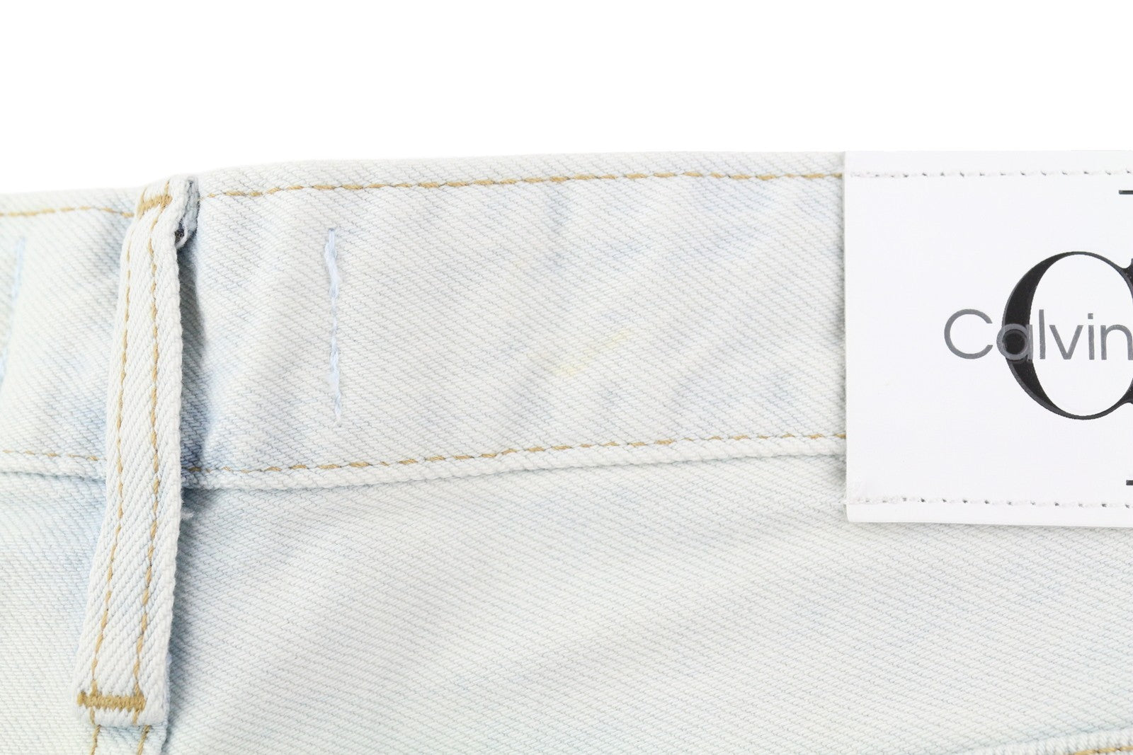 CALVIN KLEIN Regular Taper vyriški džinsai W33/L30 šviesiai mėlyni skalbto džinso užtrauktuku 