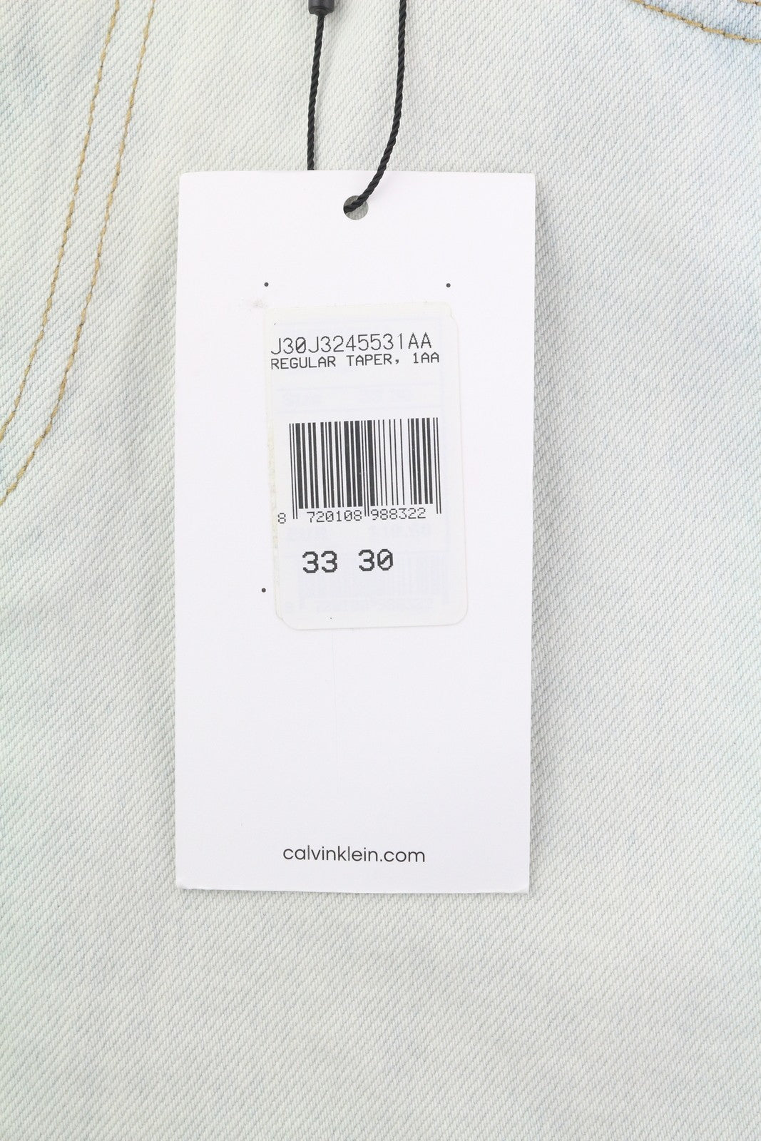 CALVIN KLEIN Regular Taper vyriški džinsai W33/L30 šviesiai mėlyni skalbto džinso užtrauktuku 