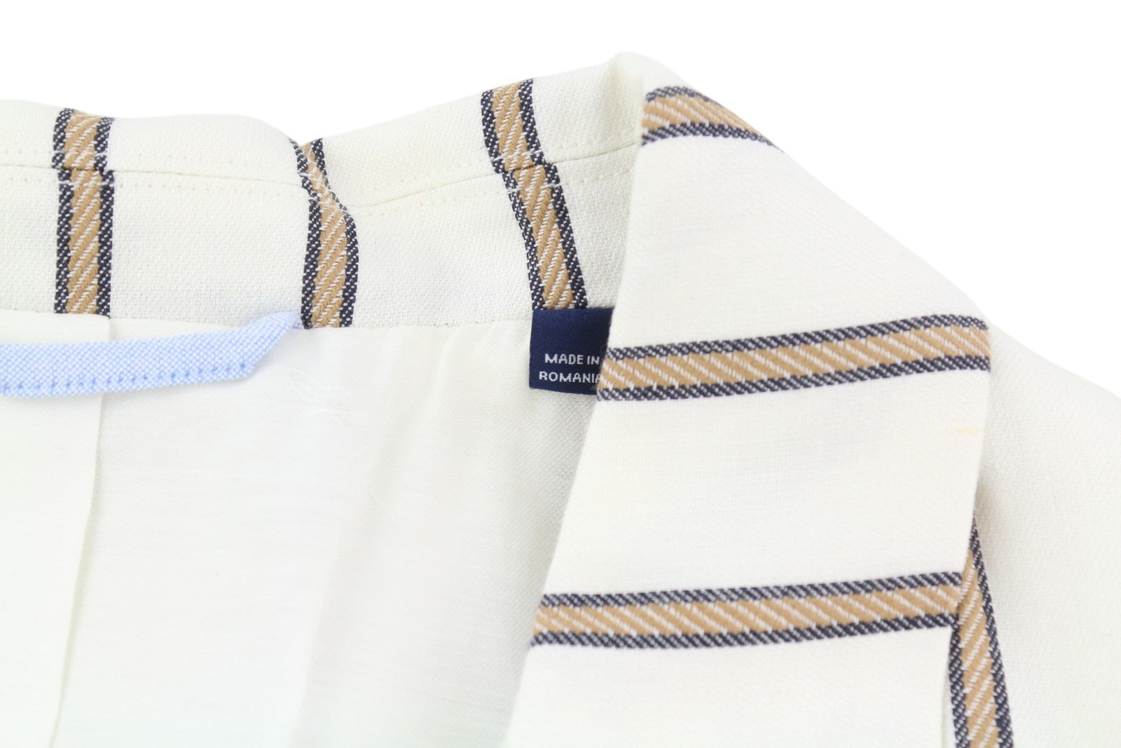 GANT Stripe Linen Straight Women Blazer EU40 Off-White Linen Blend Notch Lapel