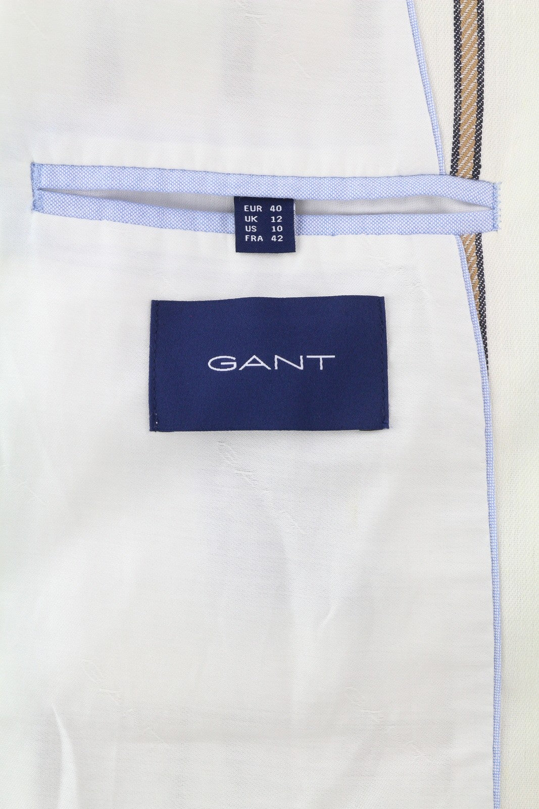 GANT Stripe Linen Straight Women Blazer EU40 Off-White Linen Blend Notch Lapel