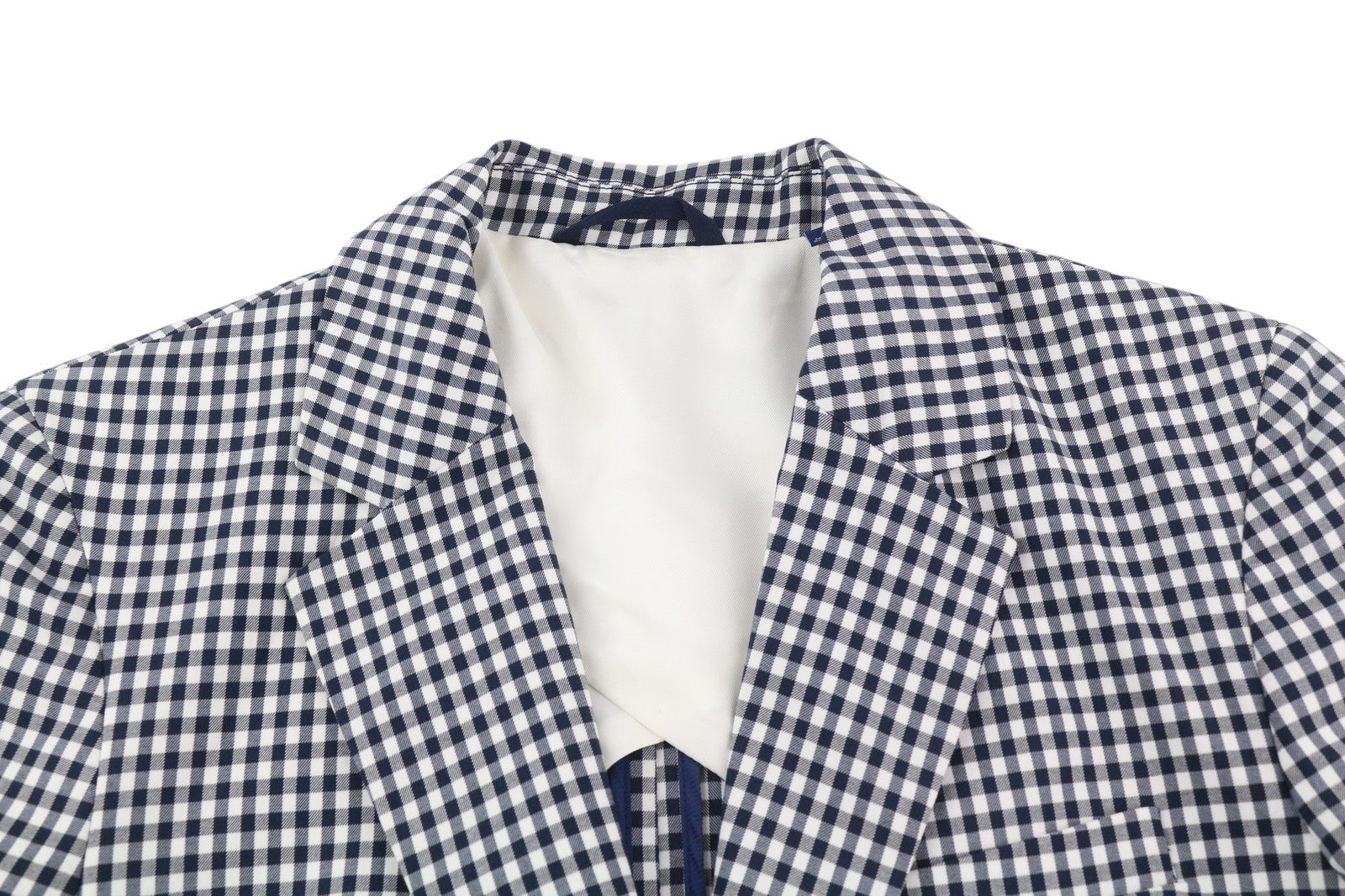 GANT Gingham Stretch Regular Women Blazer EU38 Blue Plaid Single-Breasted Notch