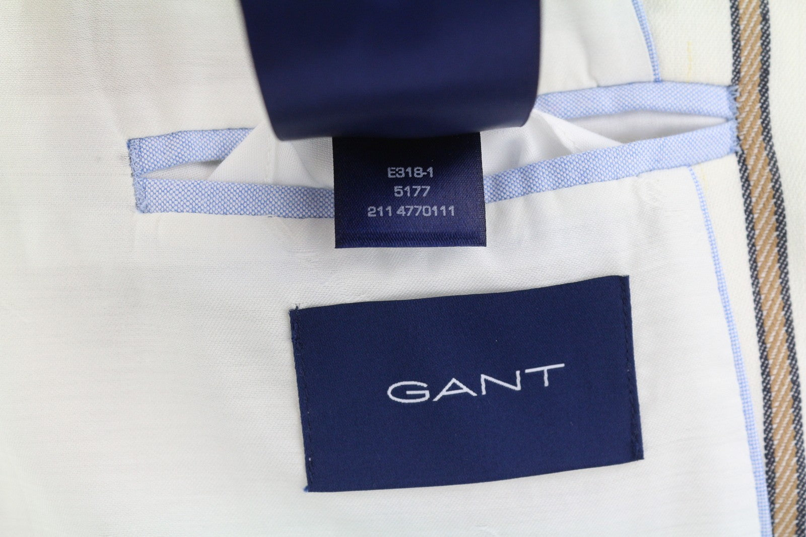 GANT Stripe Linen Straight Women Blazer EU38 Off-White Linen Blend Notch Lapel