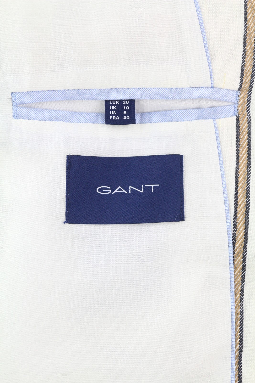 GANT Stripe Linen Straight Women Blazer EU38 Off-White Linen Blend Notch Lapel