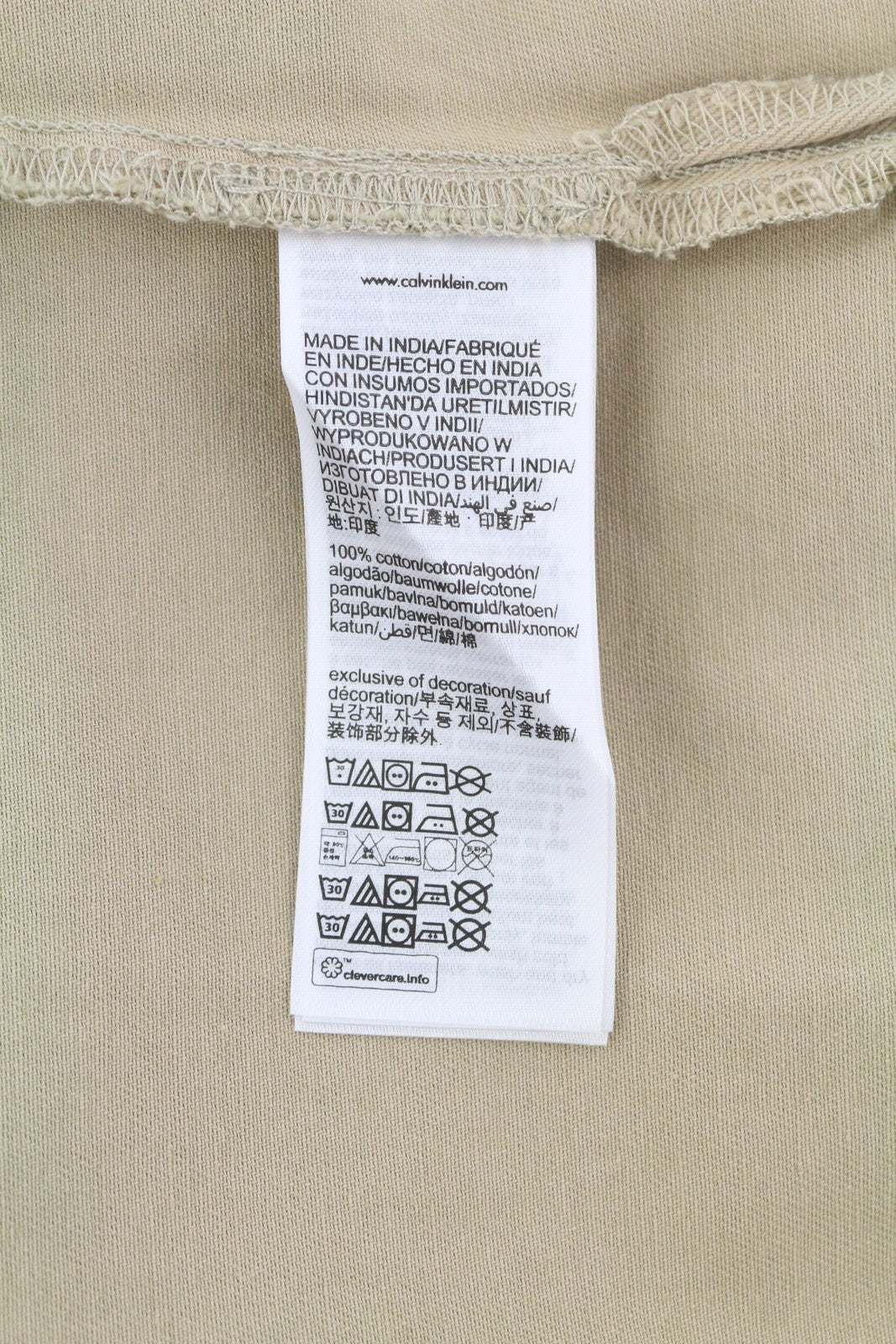 CALVIN KLEIN Men Shirt S Beige Relaxed Fit Button Logo Patch Pocket Overshirt