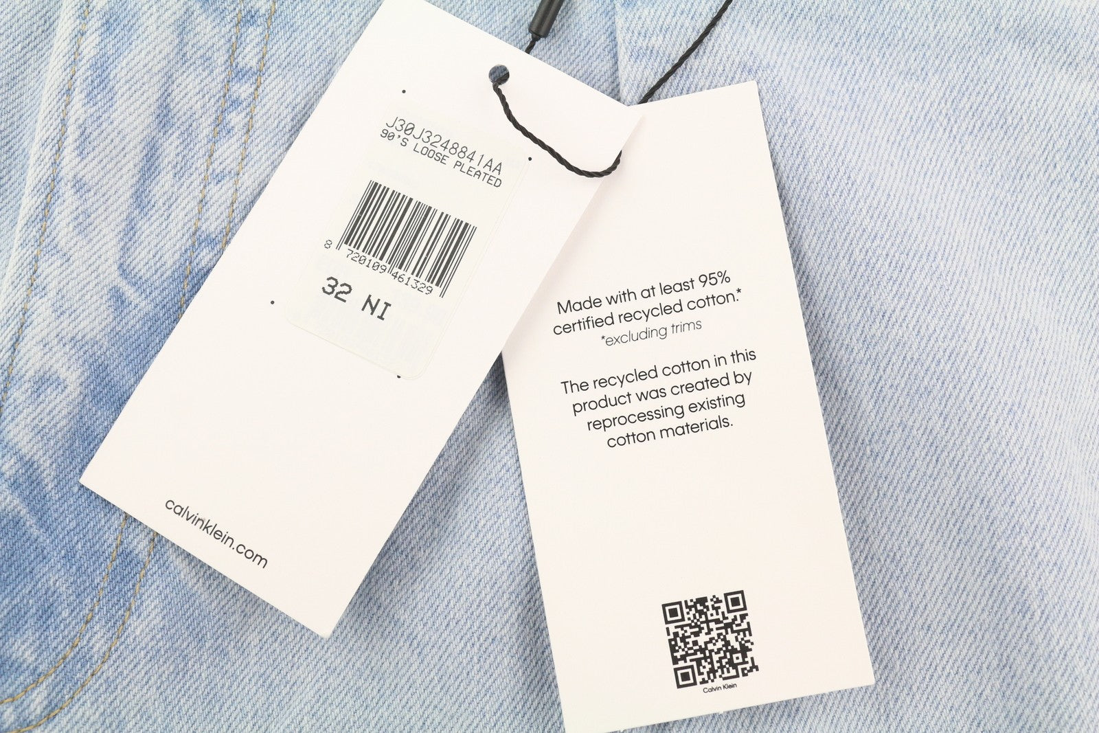 CALVIN KLEIN 90s Loose Men Jeans W32 Light Blue Washed Faded Pleated Zip Denim