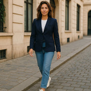 GANT Drapy Twill Women Blazer EU36 Dark Blue Notch Lapel Single-Breasted Lined