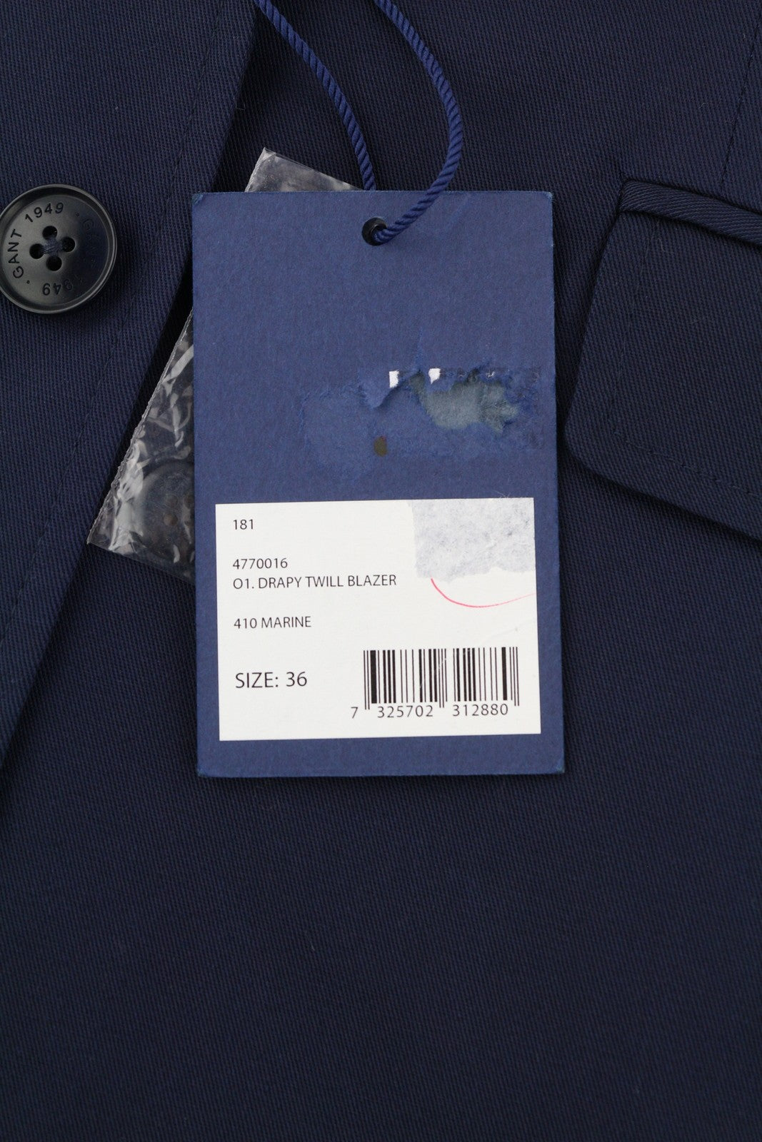 GANT Drapy Twill Women Blazer EU36 Dark Blue Notch Lapel Single-Breasted Lined