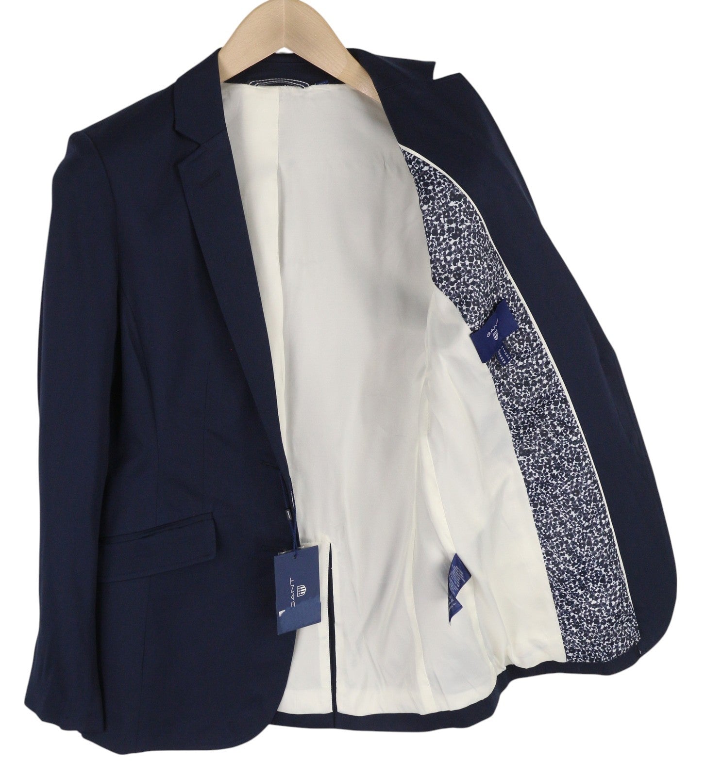 GANT Drapy Twill Women Blazer EU36 Dark Blue Notch Lapel Single-Breasted Lined