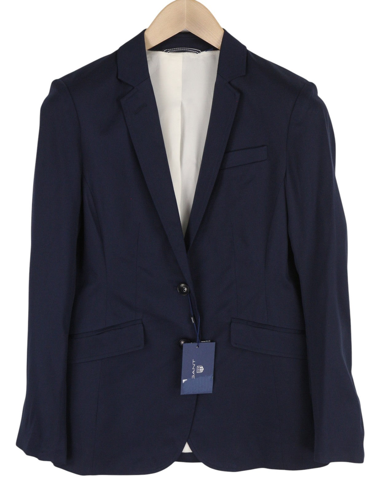GANT Drapy Twill Women Blazer EU36 Dark Blue Notch Lapel Single-Breasted Lined