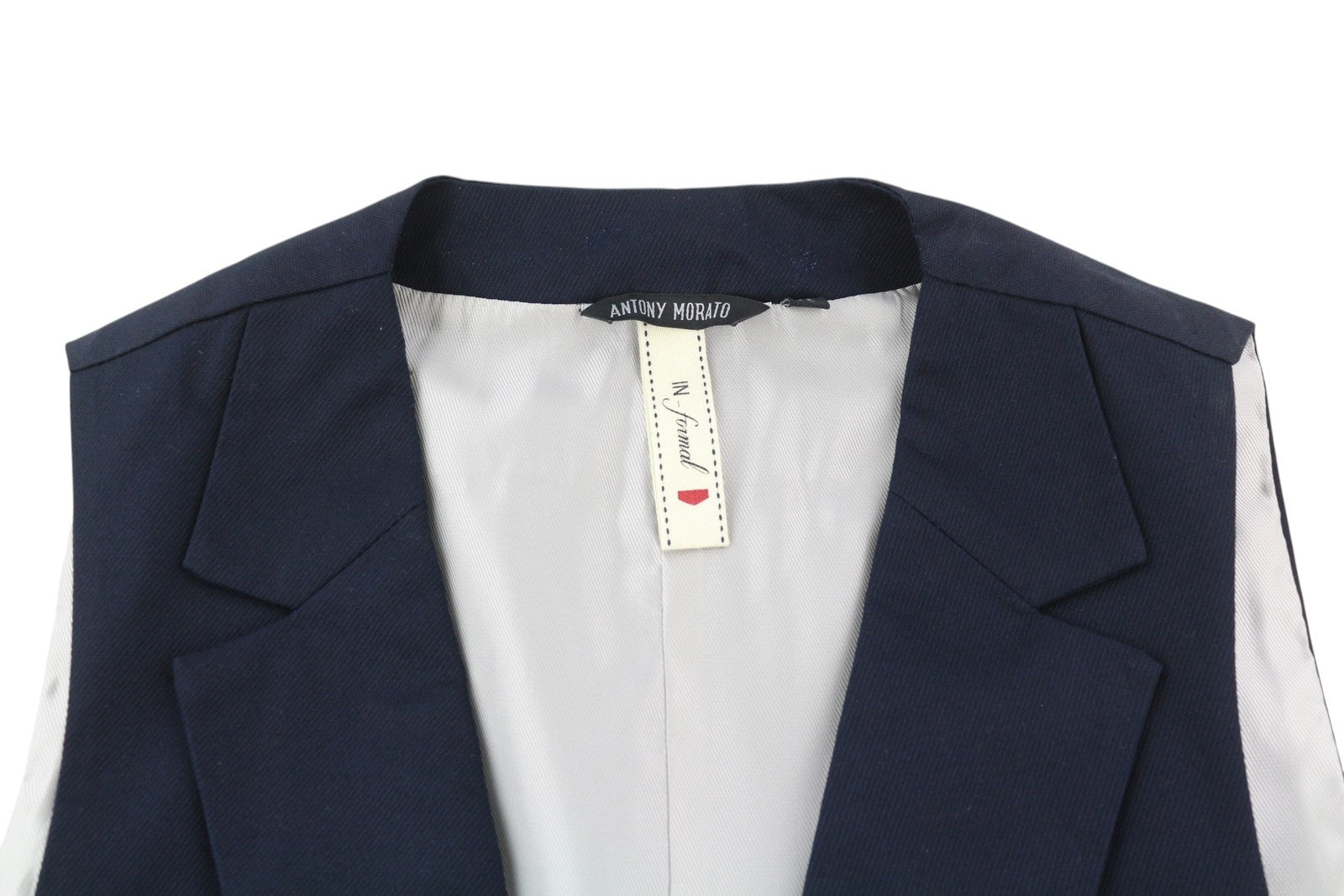 ANTONY MORATO Men Waistcoat XS Navy Blue Notch Lapel Double-Breasted Lined Vest