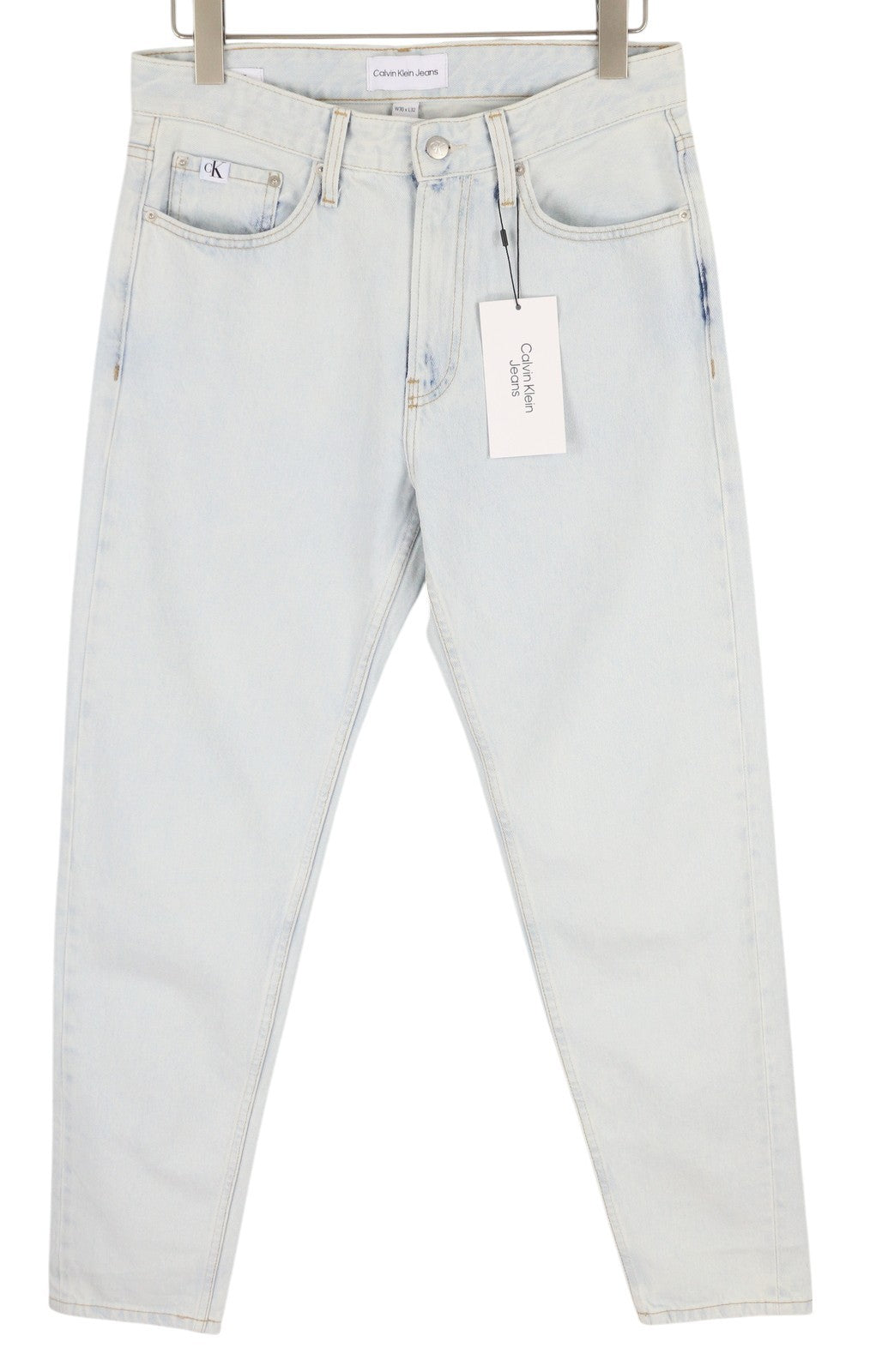 CALVIN KLEIN Regular Taper Men Jeans W30/L32 Light Blue Washed Denim Zipper